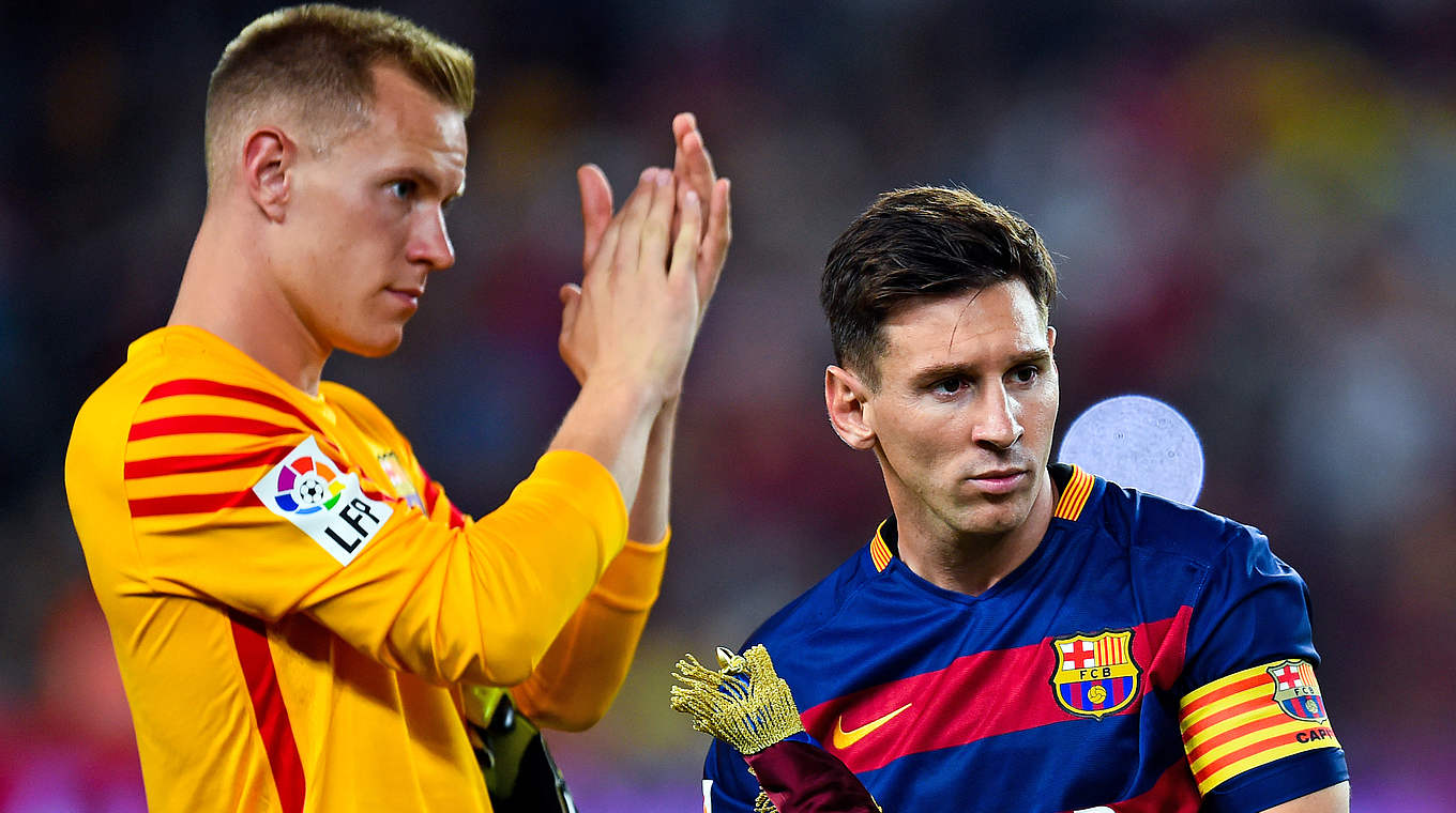 Bewahrten die Nerven: Marc-André ter Stegen (l.) und Doppeltorschütze Lionel Messi © 2015 Getty Images