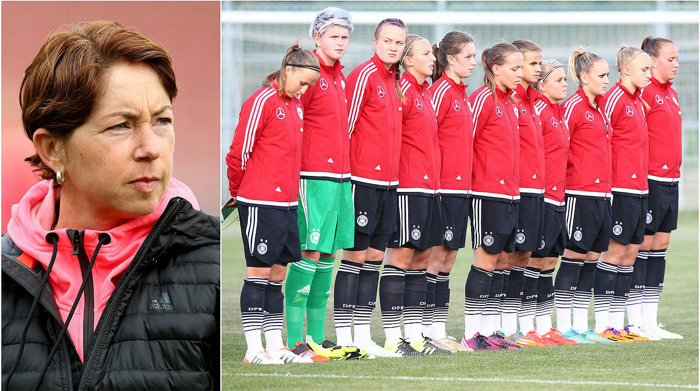 Sie wollen zur EM 2016 in die Slowakei: Trainerin Maren Meinert und die U 19-Frauen © Bongarts/GettyImages/DFB