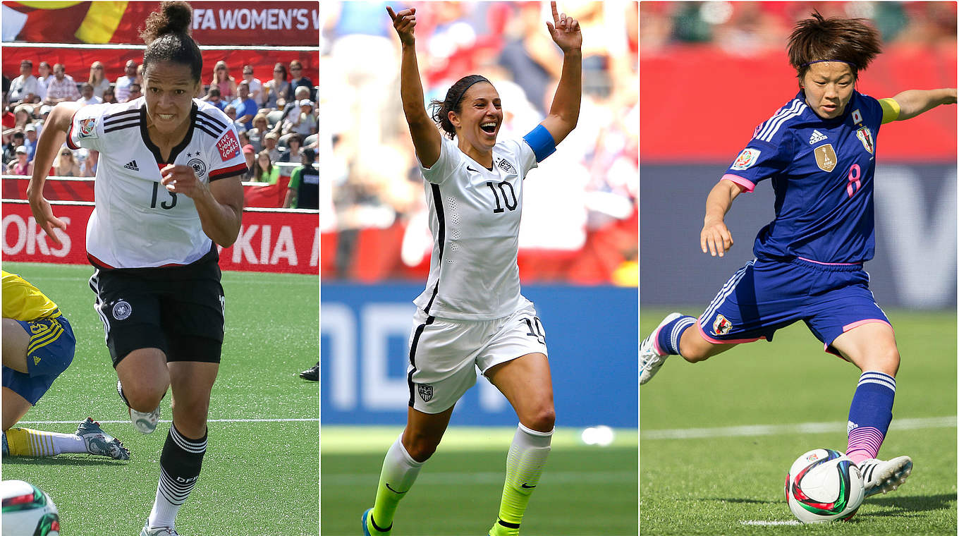 Aya Miyama, Carli Lloyd or Celia Sasic: Who will win Women's Footballer of the Year 2015? © 2015 AFP/GettyImages