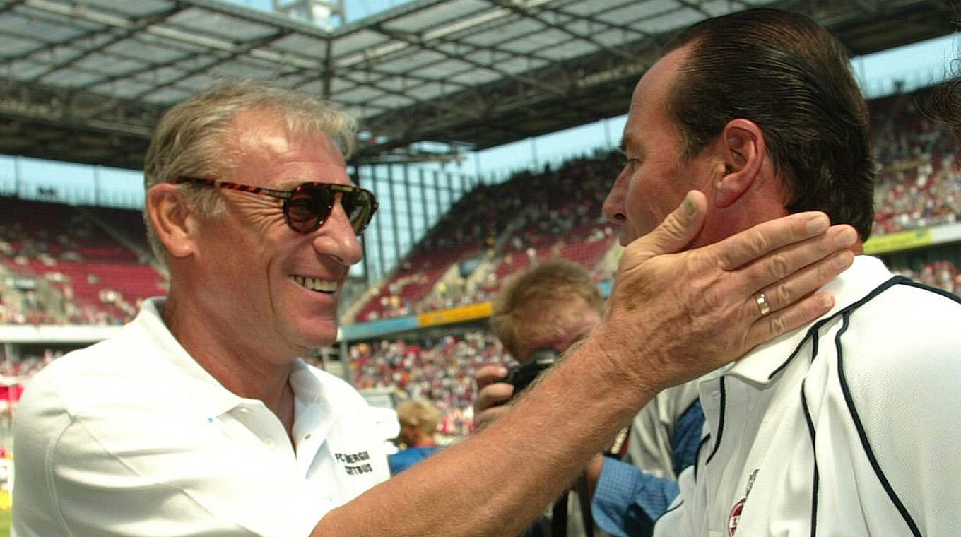 Saison 2004/2005: Geyer (l.) mit Kölns damaligem Trainer Huub Stevens © Bongarts