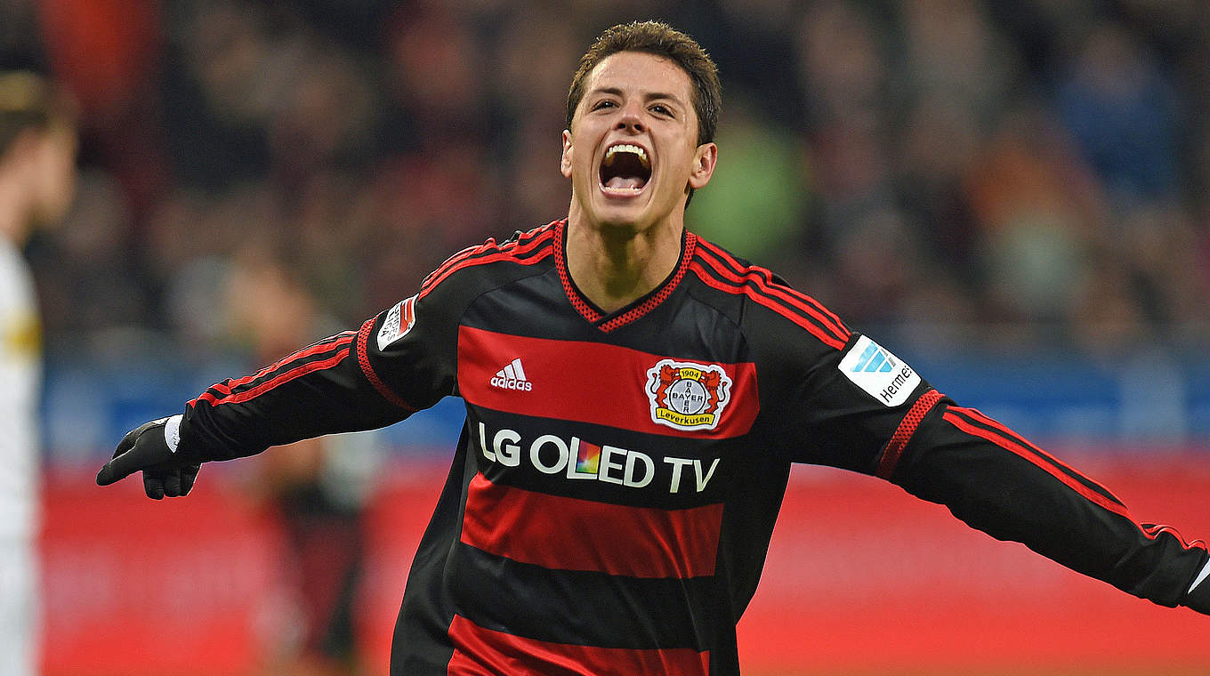 Traf doppelt für Bayer 04: Chicharito © PATRIK STOLLARZ/AFP/Getty Images