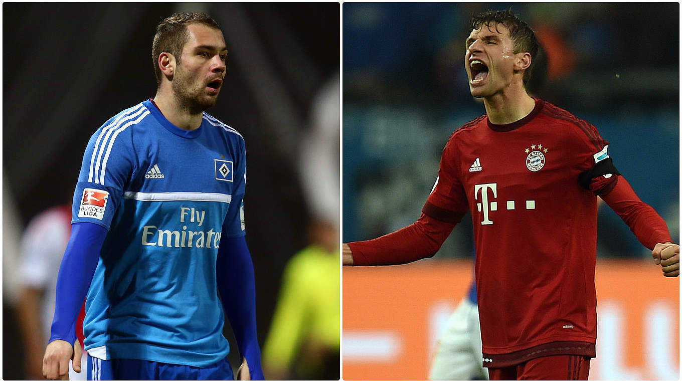 Stürmerduell zum Rückrundenauftakt: HSV mit Lasogga (l.) gegen die Bayern mit Müller © Getty Images/DFB