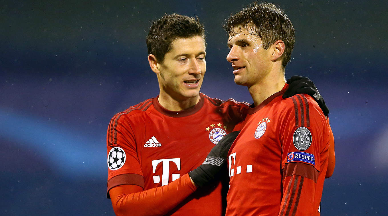 Zusammen schon 29 Bundesligatreffer: die Bayern Lewandowski (l./15) und Müller (14) © 2015 Getty Images