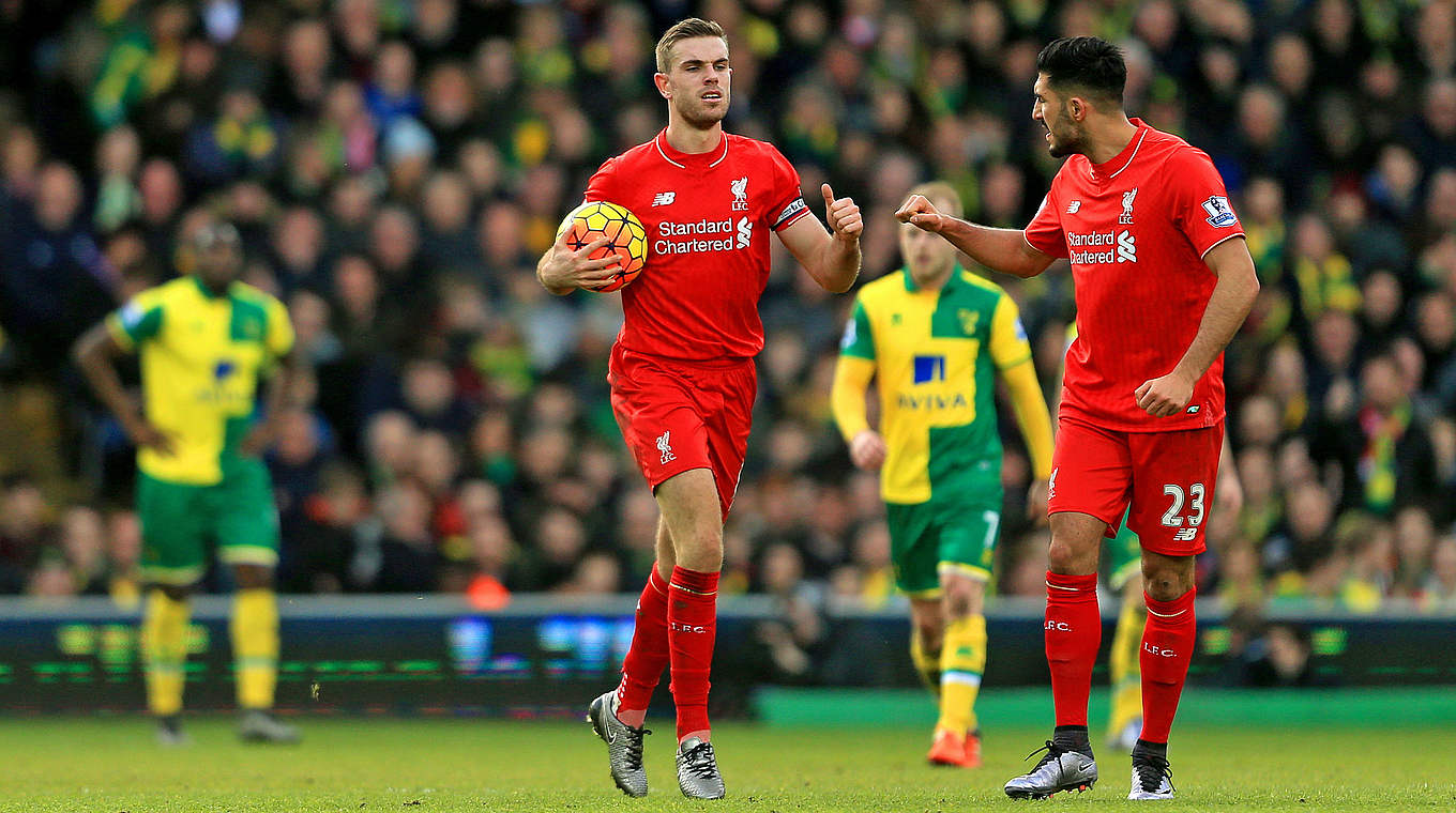 Emre Can and Liverpool captain Jordan Henderson can be happy with the three points.  © 2016 Getty Images