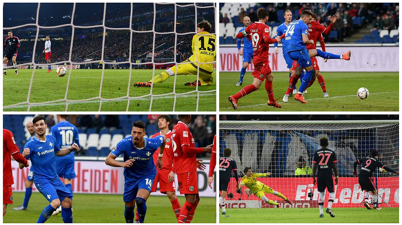 Doppelter Jubel: Darmstadts Sandro Wagner und Bayerns Robert Lewandowski © Getty Images/imago/DFB