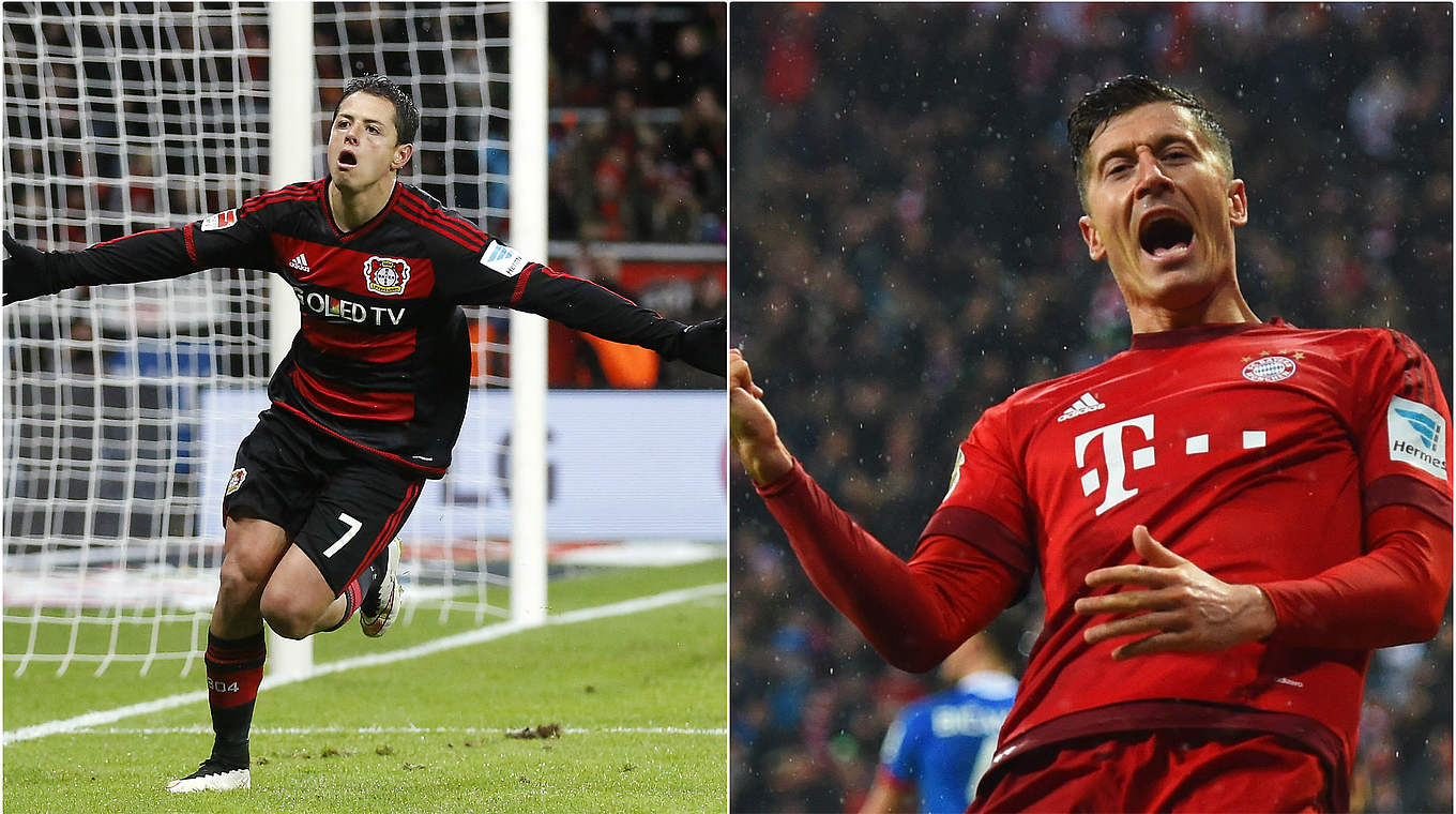 Duell der Torjäger: Chicharito und Robert Lewandowski (v.l.) © 2016 Getty Images