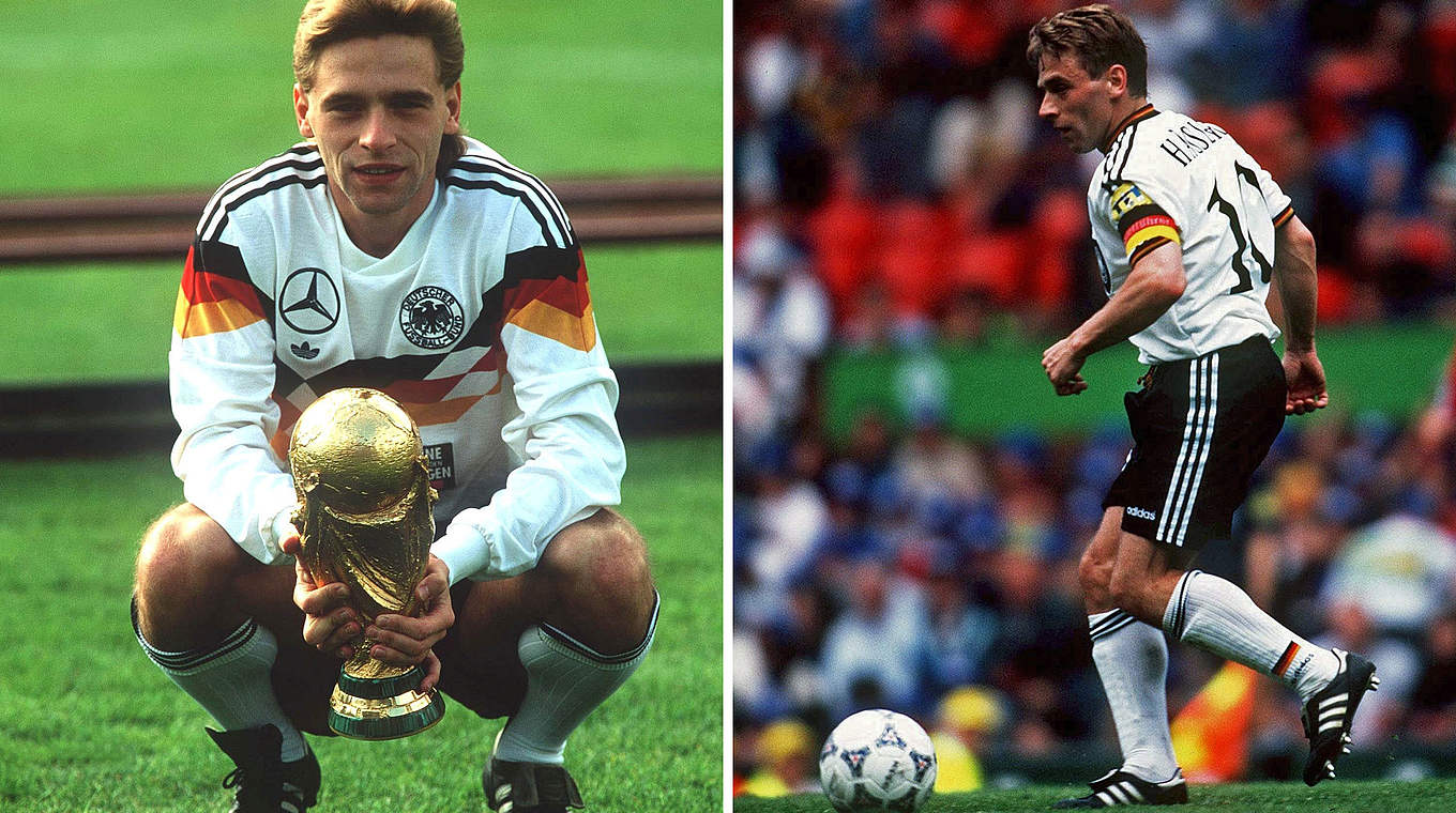 1990 und 1996: Häßler als Weltmeister (l.) und als Spieler der Europameister-Elf © Getty Images/DFB
