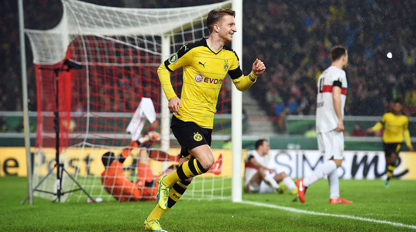 Marco Reus inspires Dortmund to DFB Cup quarter-final victory © 2016 Getty Images
