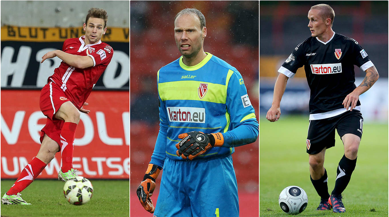 Sie bleiben Energie Cottbus treu: Marco Holz, René Renno und Sven Michel (v.l.) © Getty/DFB