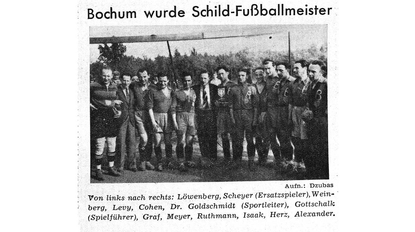 Der letzte deutsch-jüdische Fußballmeister: das Team von Schild Bochum im Jahr 1938 © Archiv Wahlig