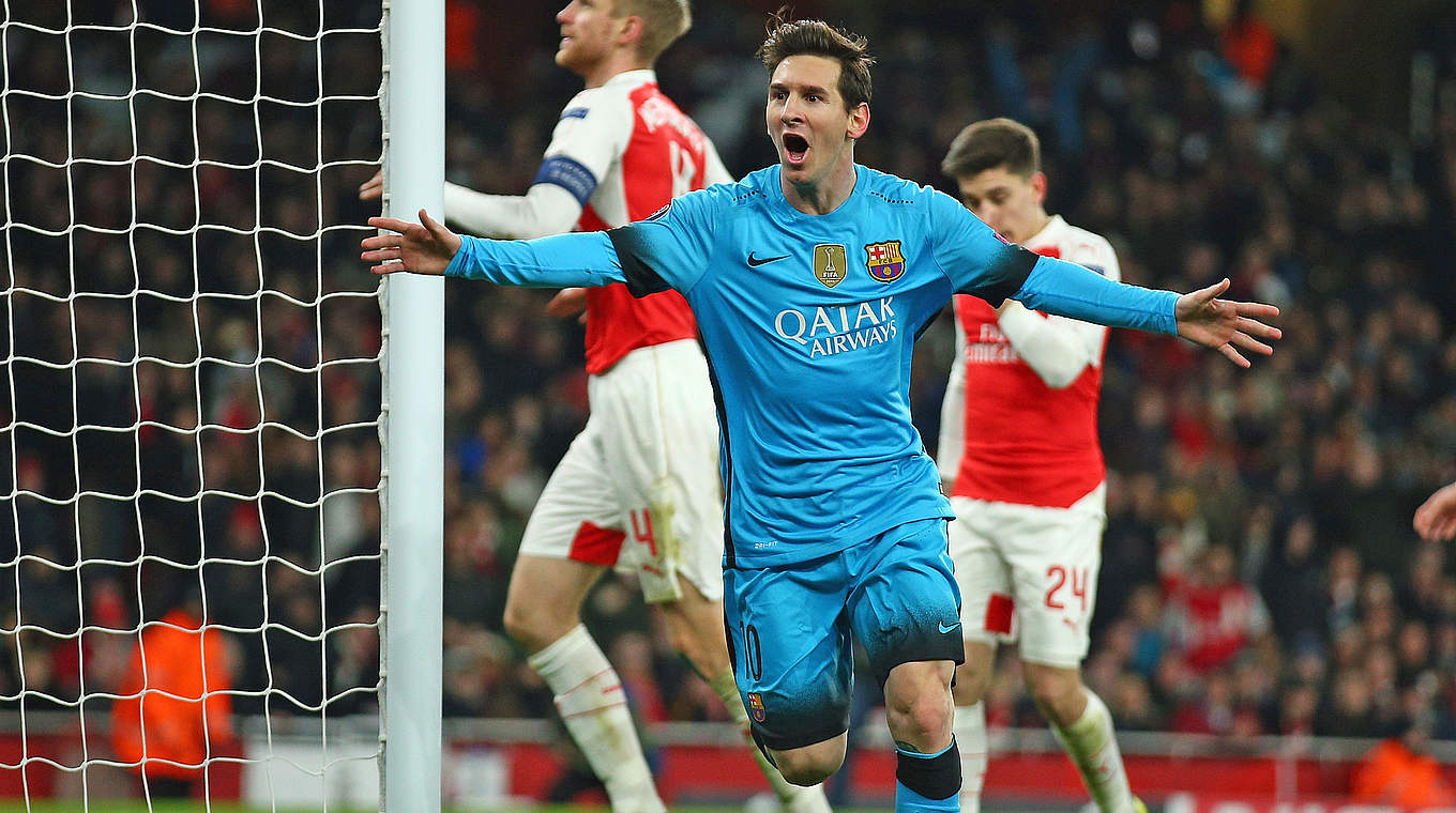Trifft gegen Arsenal gleich doppelt: Barcas Superstar Lionel Messi © 2016 Getty Images