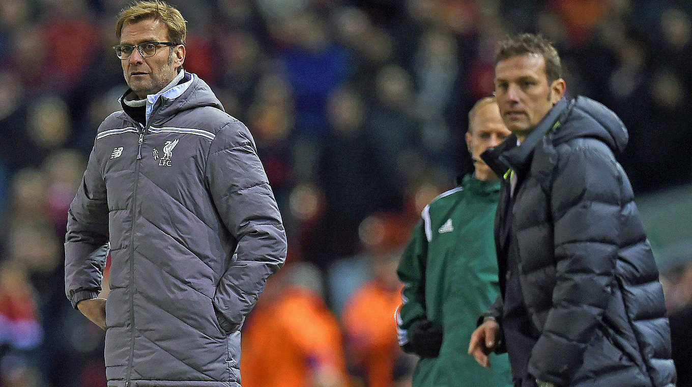 Wiedersehen auf internationaler Bühne: Liverpool-Coach Klopp und FCA-Trainer Weinzierl © AFP/GettyImages