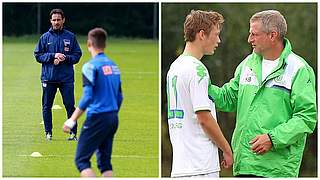 Trainerduell um die Spitze: Hartmanns Hertha (l.) und Brauers Wolfsburg (r.) © imago/GettyImages/DFB