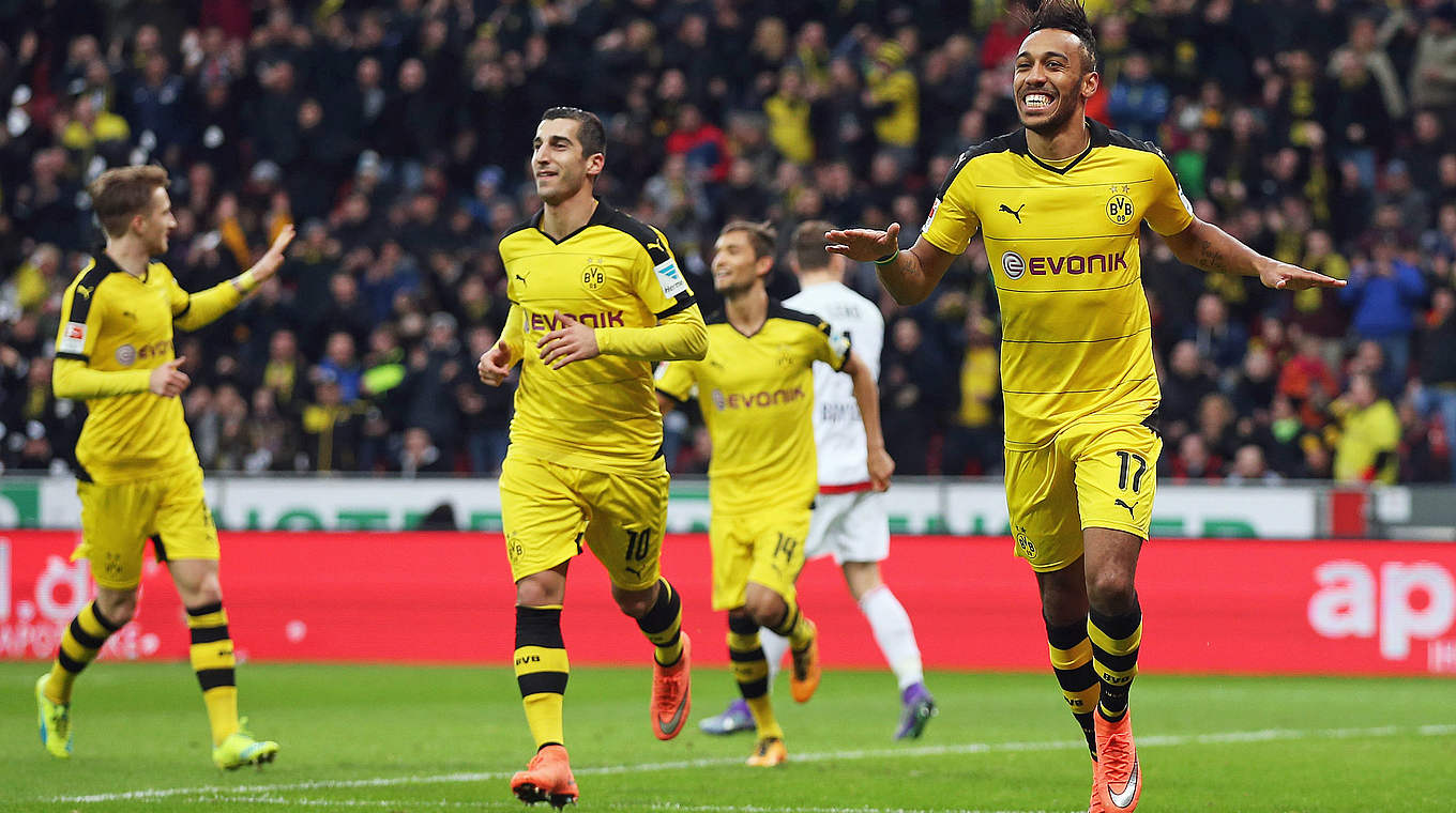 Das entscheidende Tor: Aubameyang (r.) trifft zum 1:0 für den BVB © Getty Images