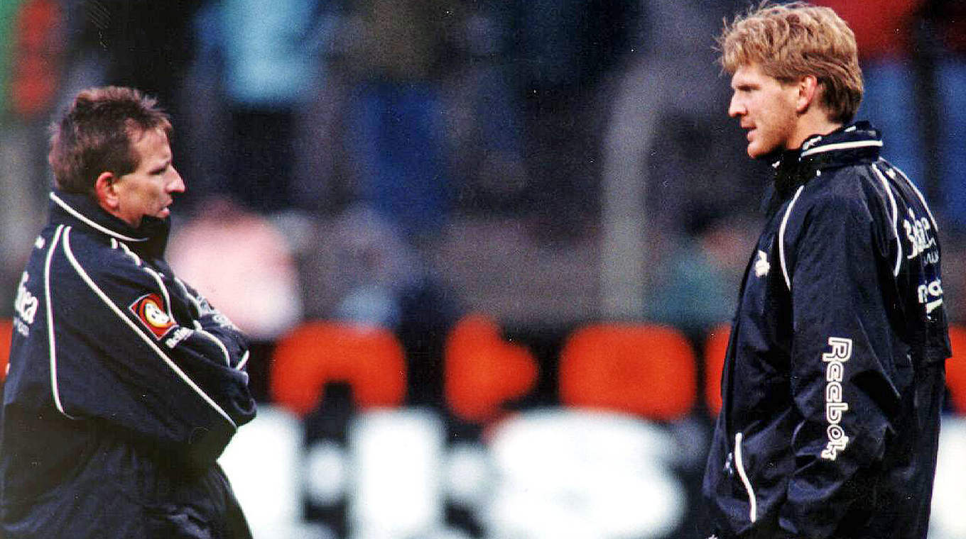 Gemeinsame Vergangenheit bei Borussia Mönchengladbach: Meier (l.) und Effenberg 1998 © imago