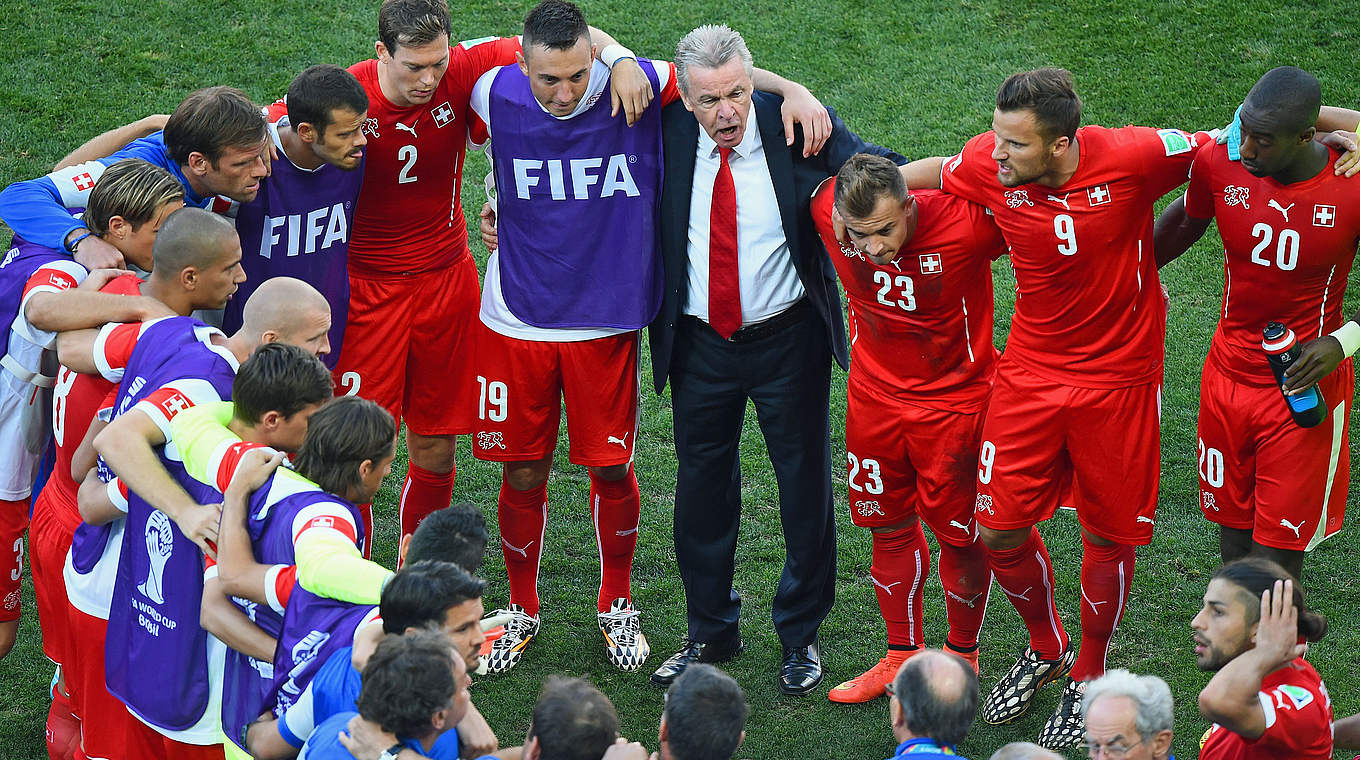 Hitzfeld and Switzerland at the 2014 World Cup in his final game © 2014 Getty Images