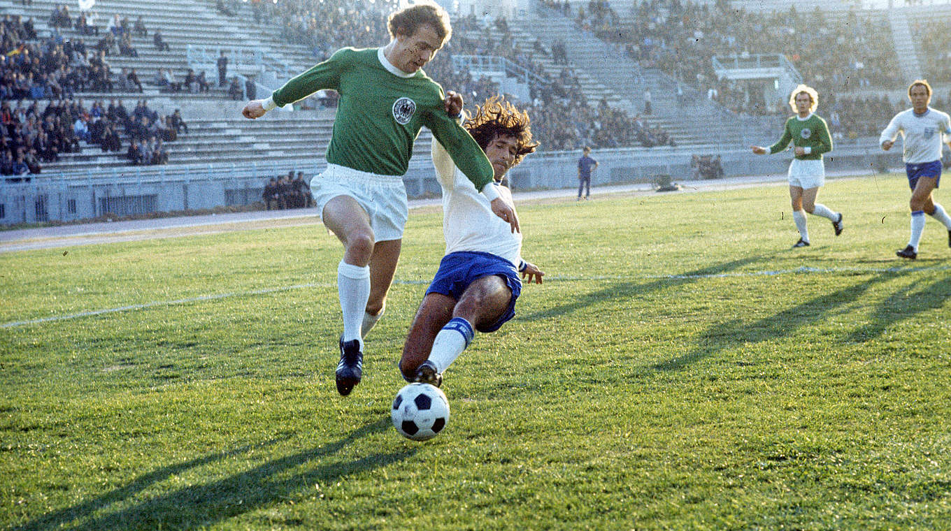 Insgesamt bestritt er von 1973 bis 1978 40 Länderspiele und erzielte dabei fünf Tore. © imago/Horstmüller
