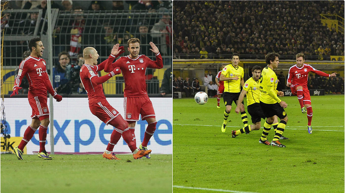 Das Führungstor bei seiner Rückkehr nach Dortmund: Bayern-Star Mario Götze 2013 © imago/DFB