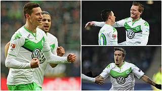 Wollen mit Wolfsburg ins Viertelfinale: Draxler (l.), Schürrle (r.o.) und Kruse (r.u.) © 2016 Getty Images/DFB