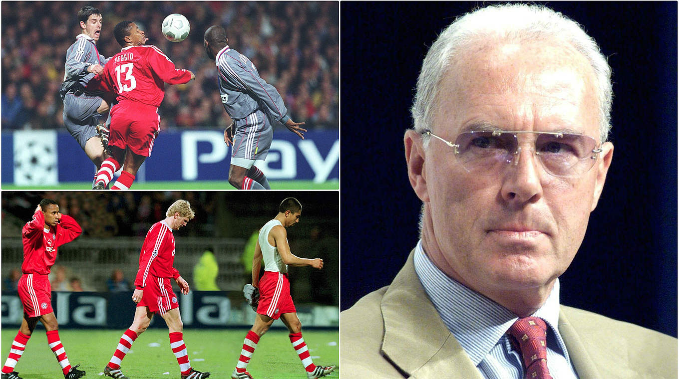 Berühmte "Wutrede" 2001: Beckenbauer nach der Bayern-Niederlage in Lyon © Getty/DFB