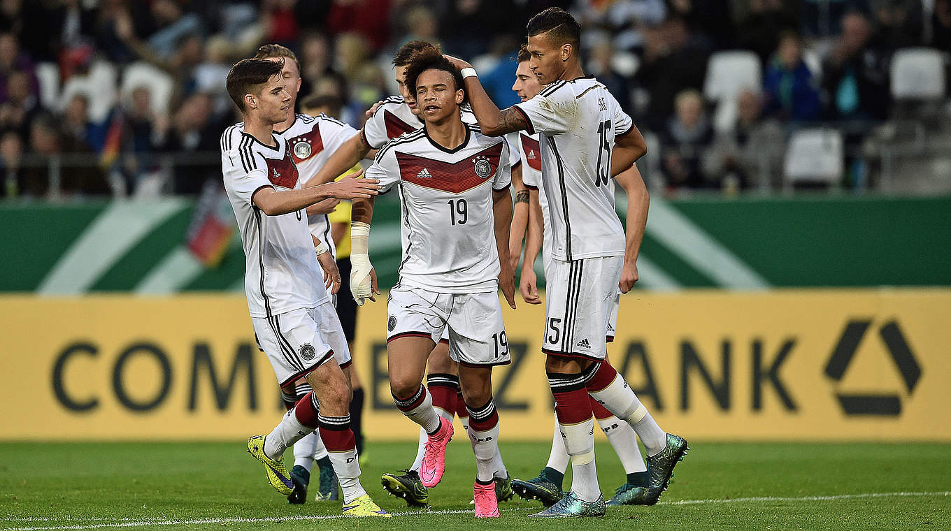 Für die deutsche U 21 traf Sané im Oktober 2015 beim 4:0 gegen Finnland doppelt © 2015 Getty Images