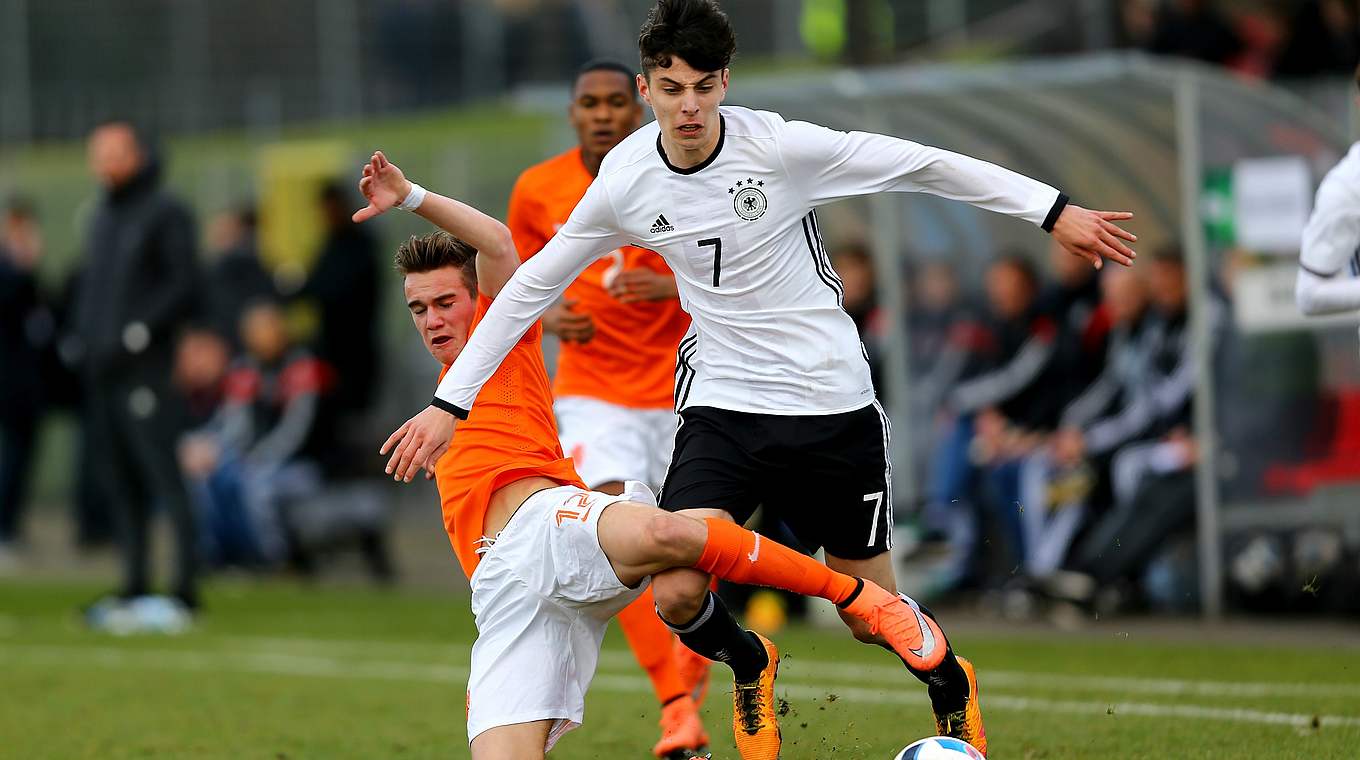 Key man Kai Havertz was always first to the ball in the 1-0 win.  © 2016 Getty Images