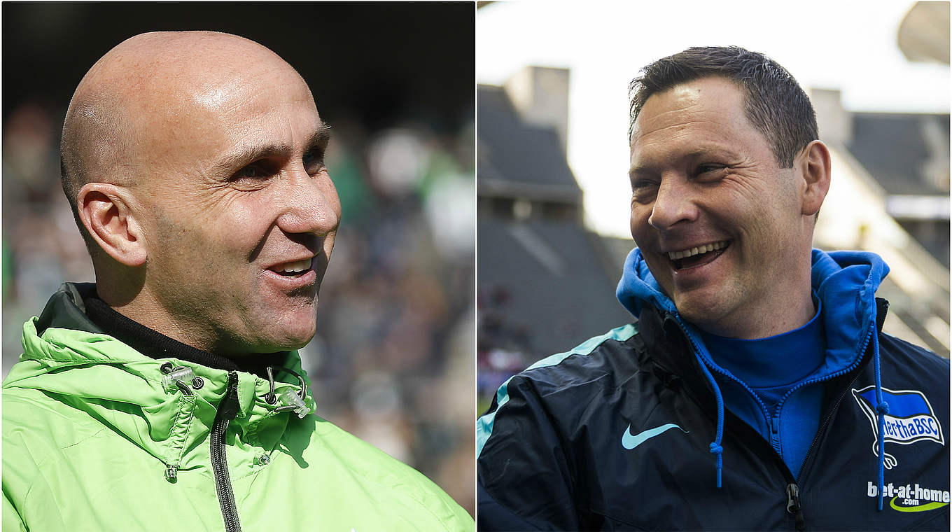 Sie wollen nach Europa: Gladbach-Coach André Schubert und Hertha-Kollege Pal Dardai  © Getty/DFB