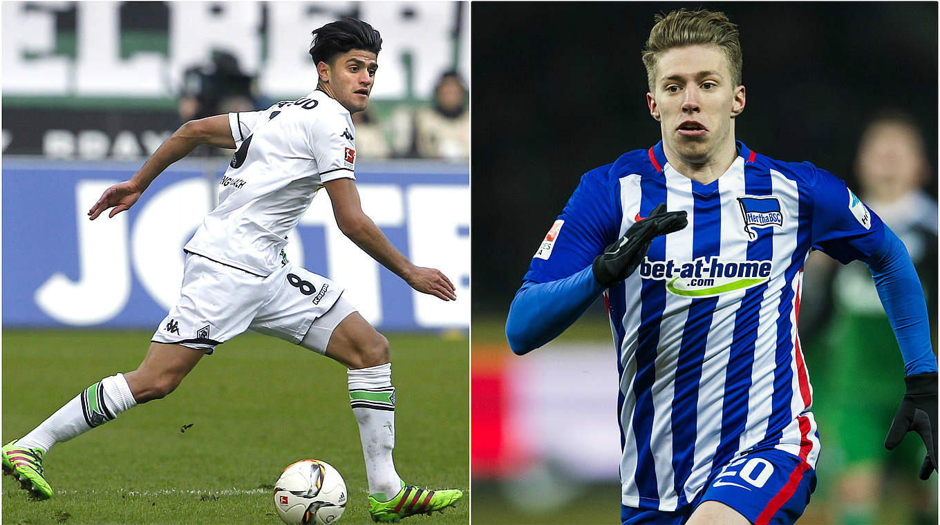 U 21-Nationalspieler im Duell: Gladbachs Mo Dahoud (l.) und der Berliner Patrick Weiser © Getty/DFB