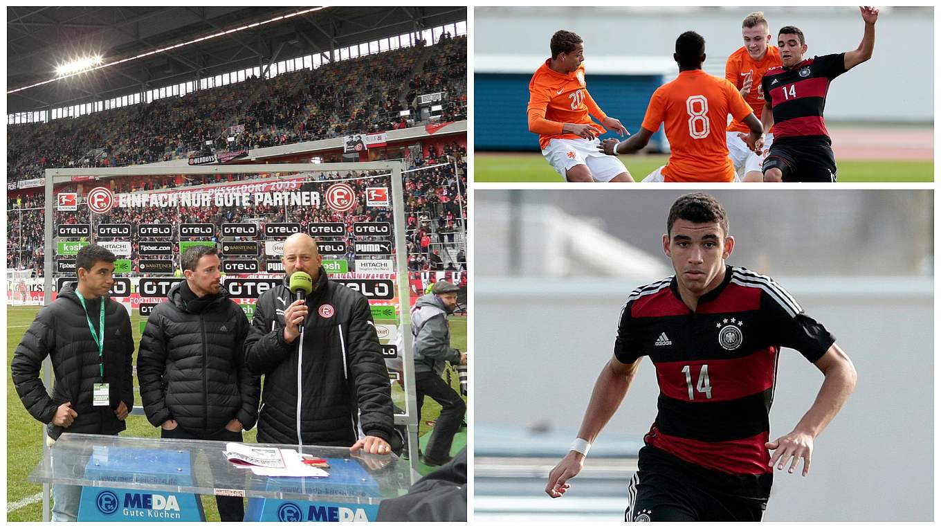 Zu Besuch bei Fortuna Düsseldorf: U 17-Nationalspieler Hanraths und Schönweitz (links, Mitte). © Getty Images/DFB