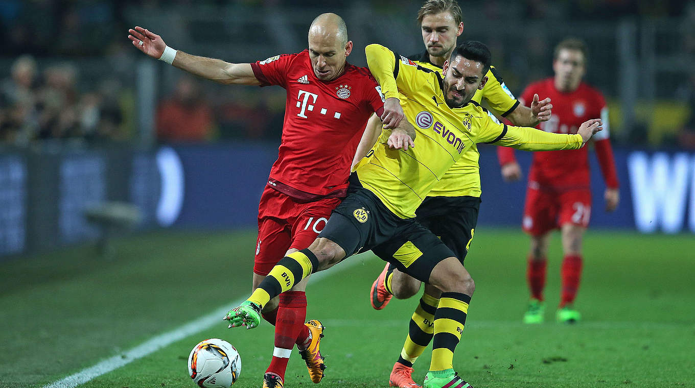 Hart bedrängt: Arjen Robben (l.) gegen Dortmunds Ilkay Gündogan © Getty Images