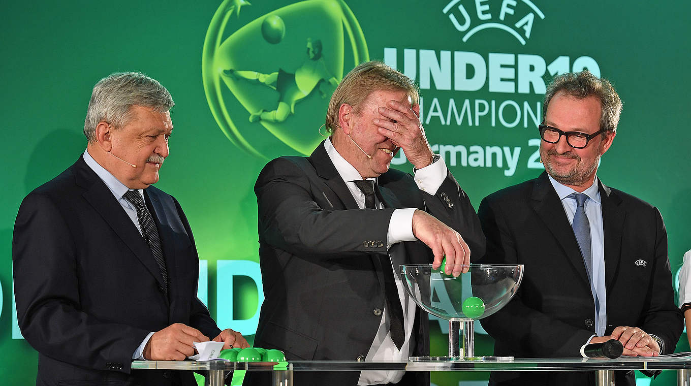 U21 head coach Horst Hrubesch drew the groups for the EURO © 2016 Getty Images