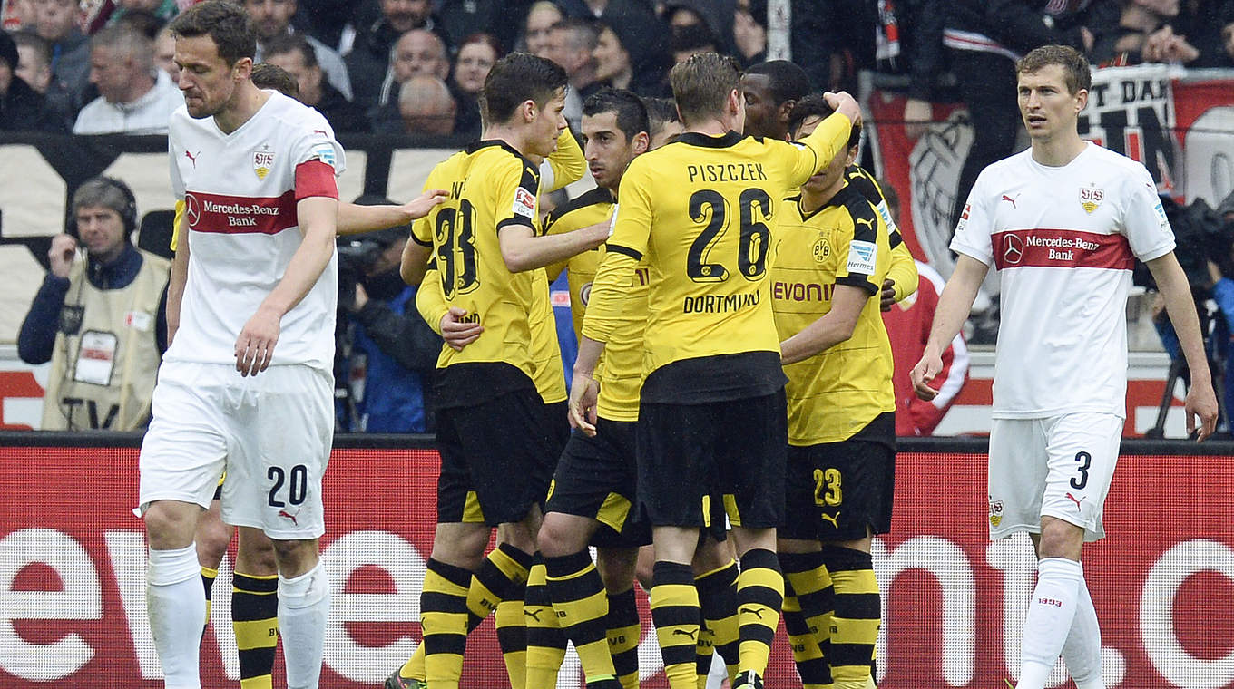 BVB kept the pressure on the league leaders with a 3-0 win at Stuttgart. © 