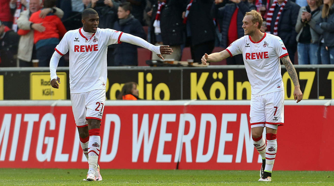 Kölner Matchwinner unter sich: Modeste (l.) und Risse © 2016 Getty Images