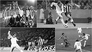 'Katsche' scores against Atletico Madrid to take the tie to a replay in 1974 © imago/DFB