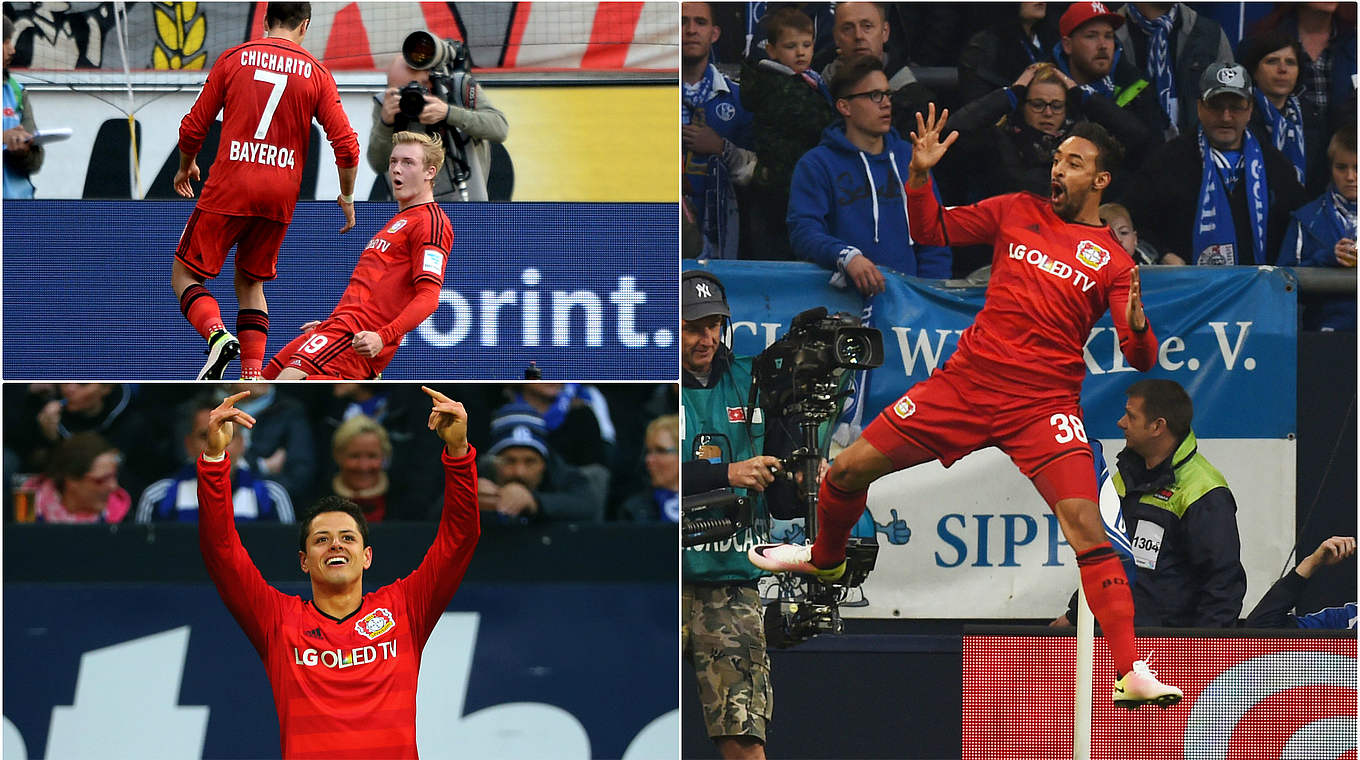 "BBC" oder das magische Dreieck von Bayer Leverkusen: Brandt, Chicharito, Bellarabi (r.) © GettyImages/DFB