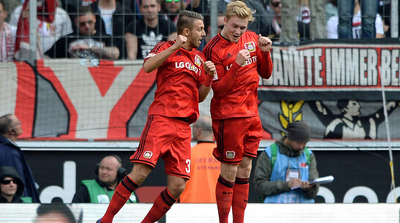 Germany U21 international Julian Brandt made it 1-0 to Leverkusen © 2016 Getty Images