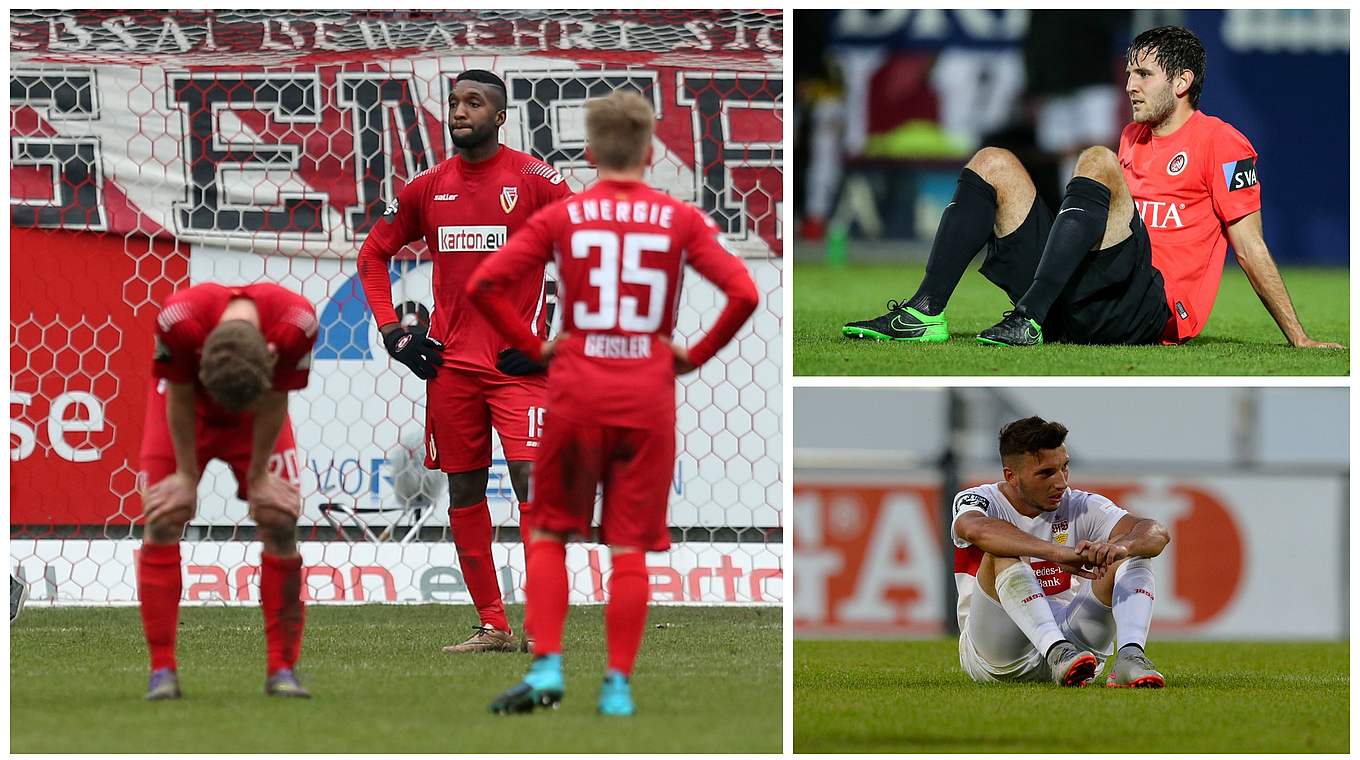 Die Klubs auf den Abstiegplätzen: Energie Cottbus, Wehen Wiesbaden und VfB Stuttgart II © Getty Images/DFB