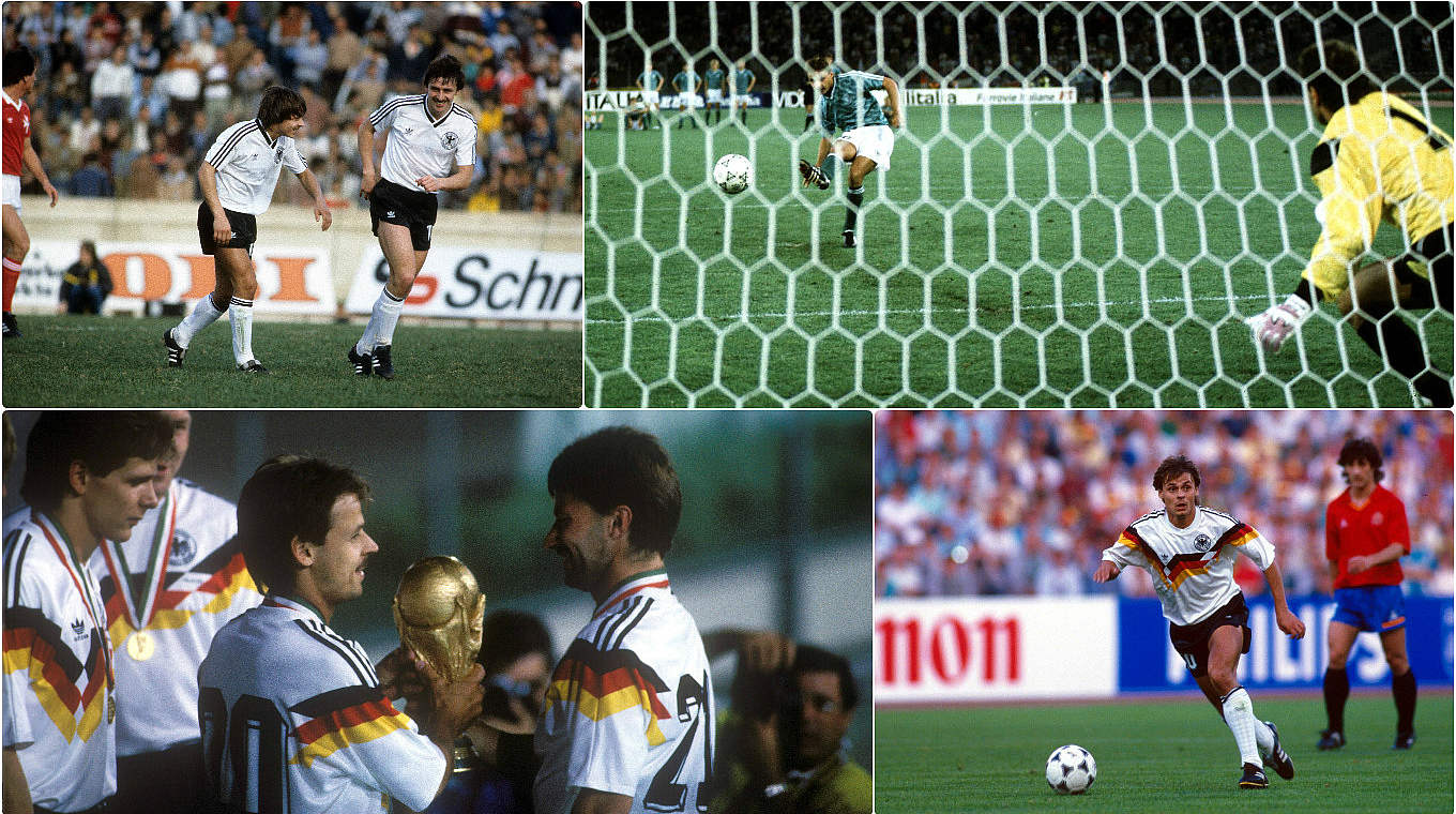 Tor im Elfmeterschießen gegen England (o.r.): Olaf Thon wird 1990 Weltmeister in Italien © imago/DFB