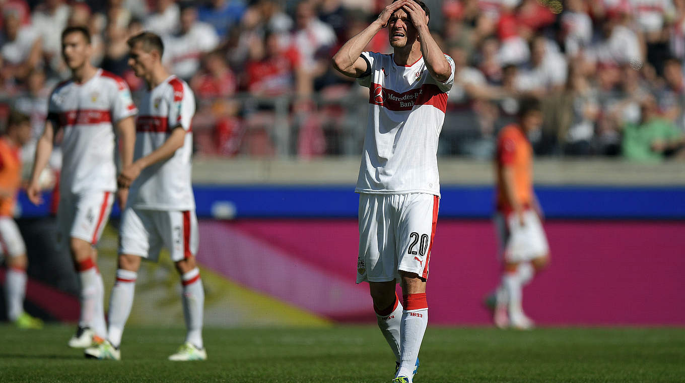 Christian Gentner disappointed after Stuttgart lose after taking the lead. © 2016 Getty Images
