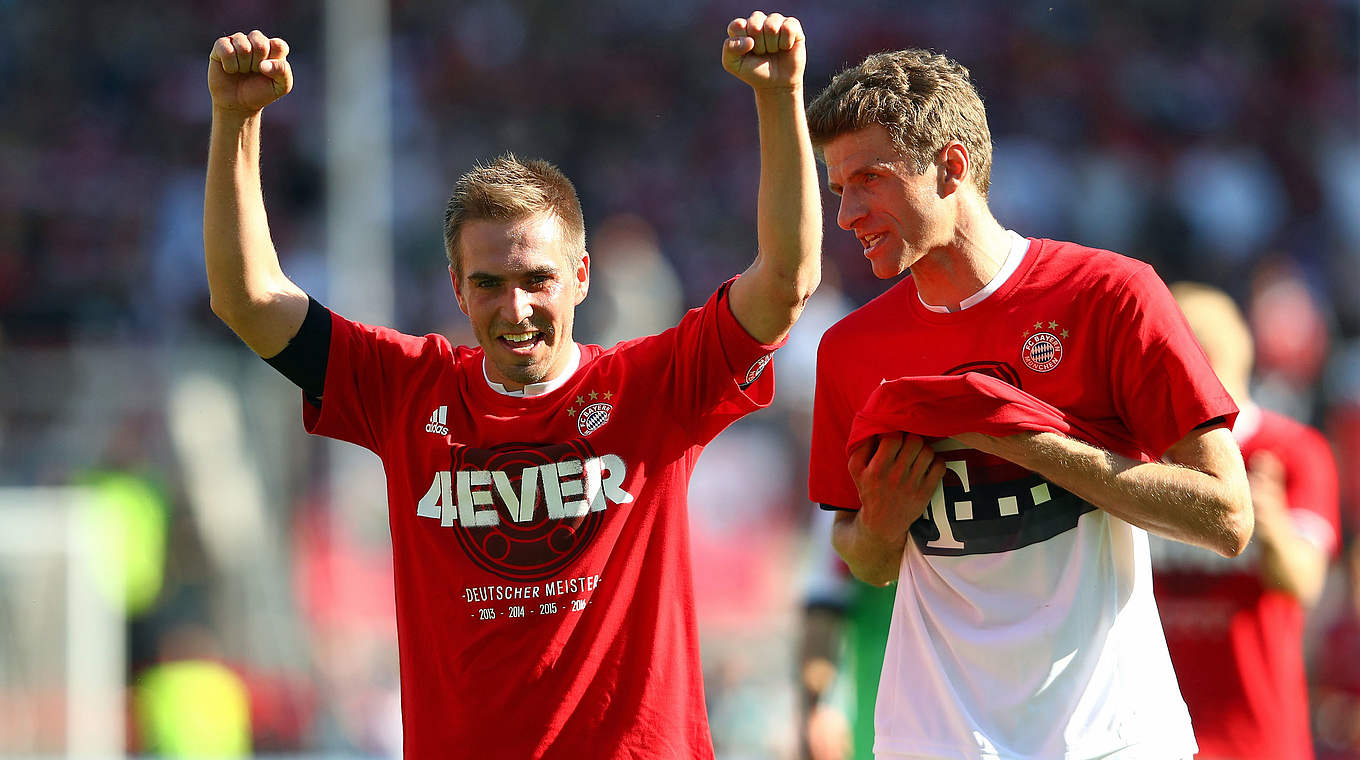 Philipp Lahm and Thomas Müller are German champions once again! © 2016 Getty Images