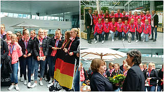 Toller Empfang: Die U 17-Europameisterinnen am Frankfurter Flughafen © Getty Images/DFB