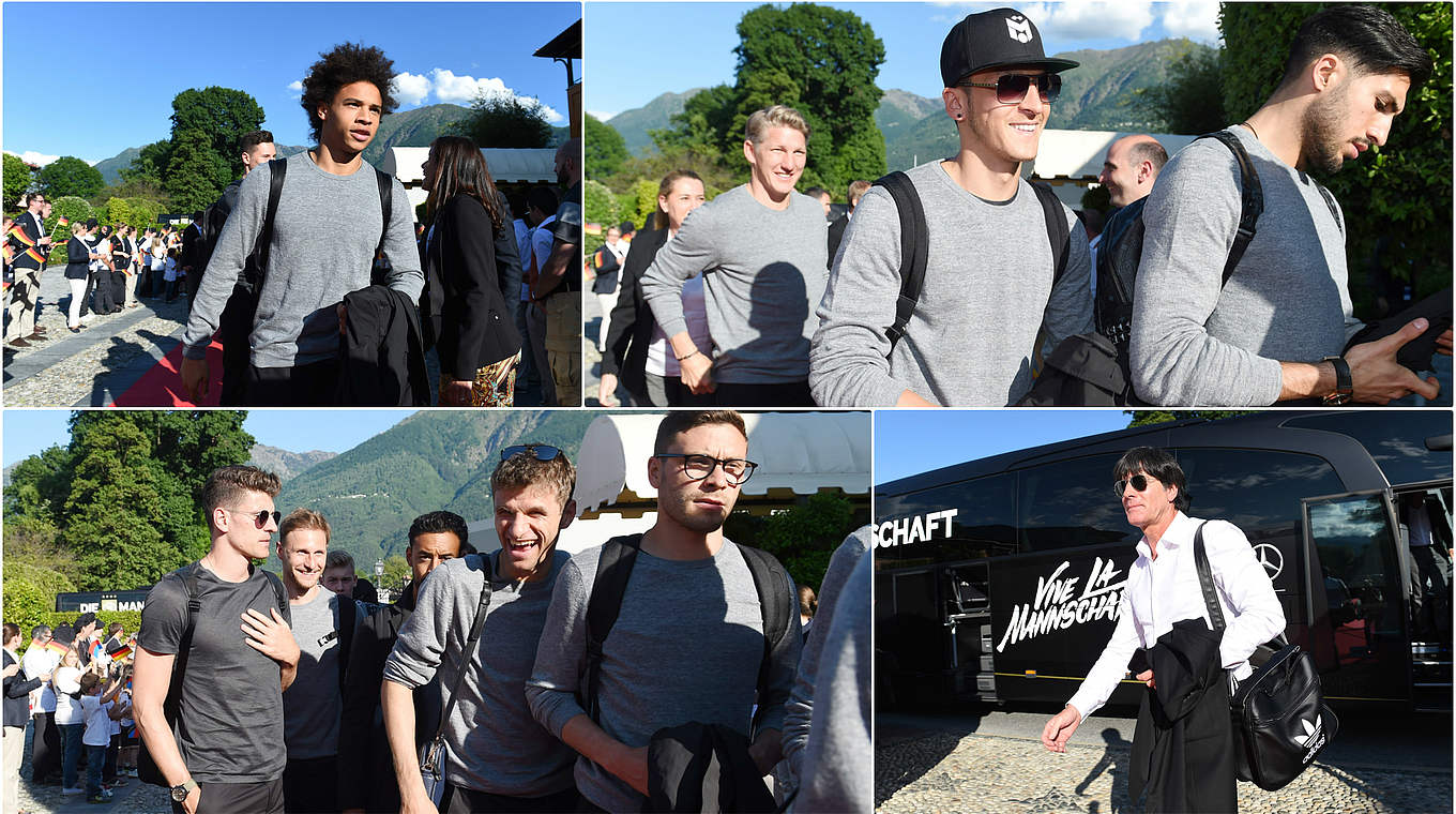 Die Mannschaft arrive to glorious sunshine in Ascona  © GES/DFB
