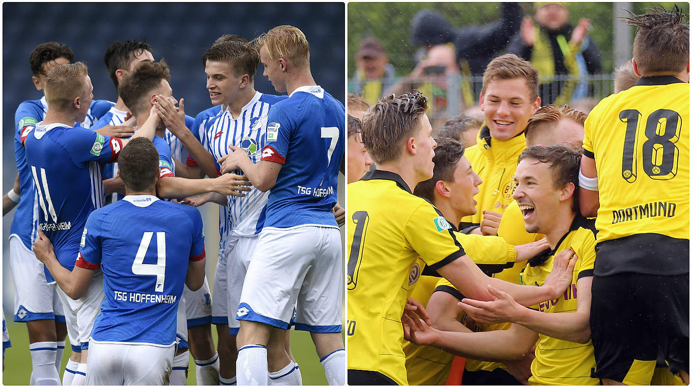 Duell der Besten: Hoffenheims U 19 (l.) spielt im Endspiel gegen Dortmunds U 19 © Getty Images/DFB