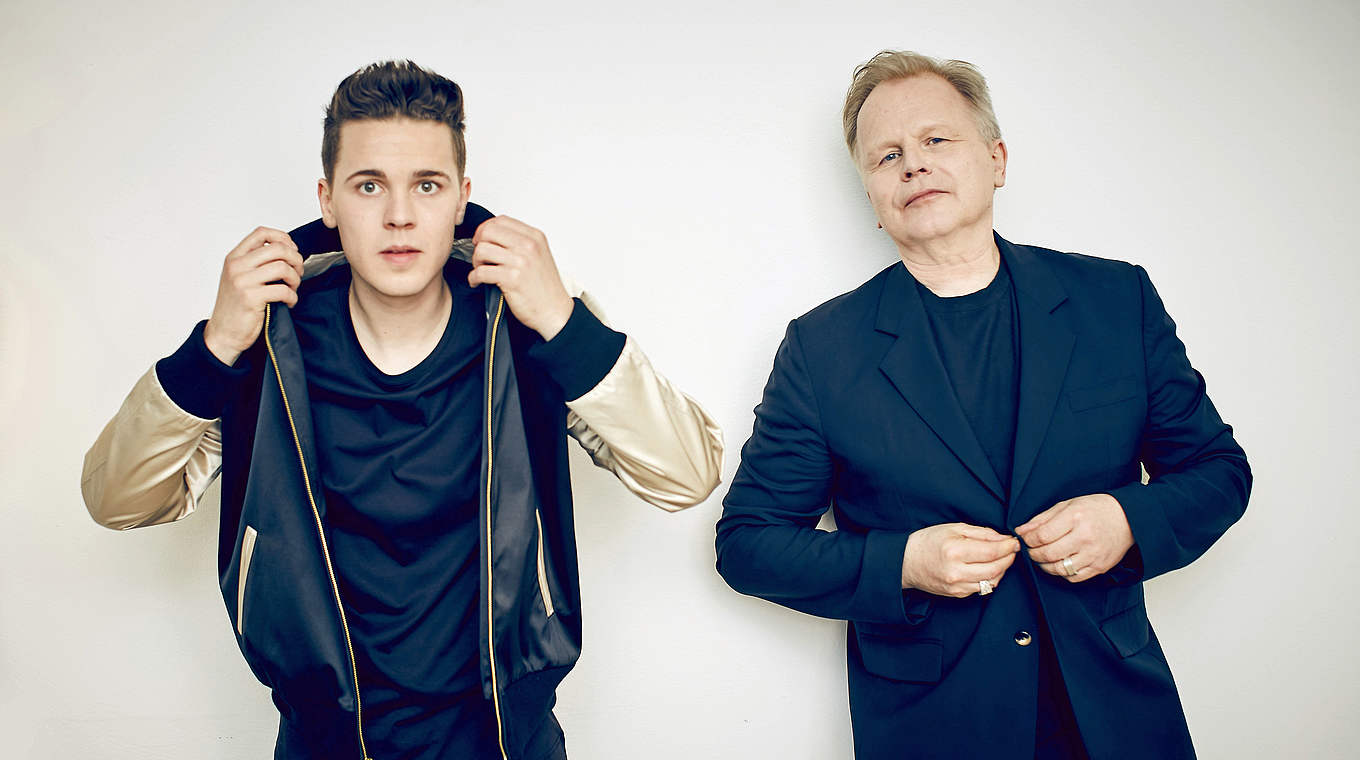 Zwei Musikgenerationen, ein Team: Felix Jaehn und Herbert Grönemeyer (v.l.) © Jens Koch