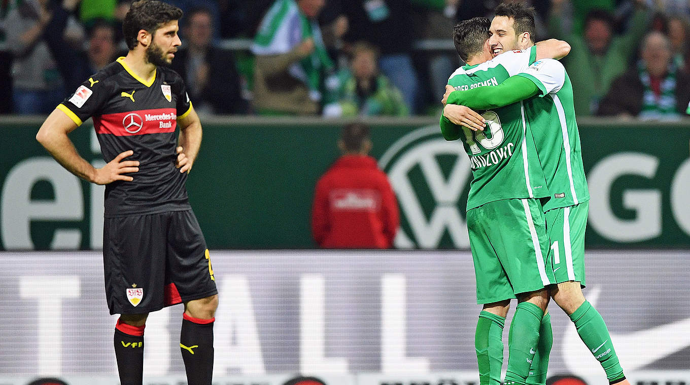 Jubel beim Torschützen zum 3:1: Levin Öztunali (r.) steuert ein Tor zum Bremer Sieg bei © Getty Images