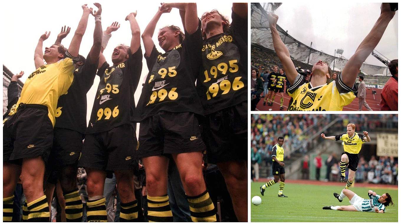 Deutscher Meister ausgerechnet in München: Dortmund jubelt 1996 im Olympiastadion © Getty Images/DFB