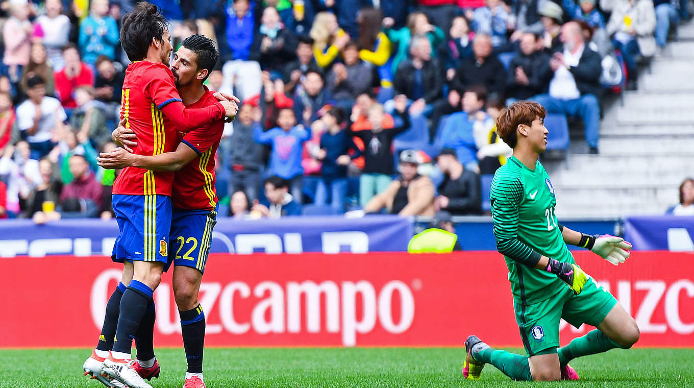 Souveräner Sieg für Spanien: David Silva (l.) und Nolito jubeln © 2016 Getty Images