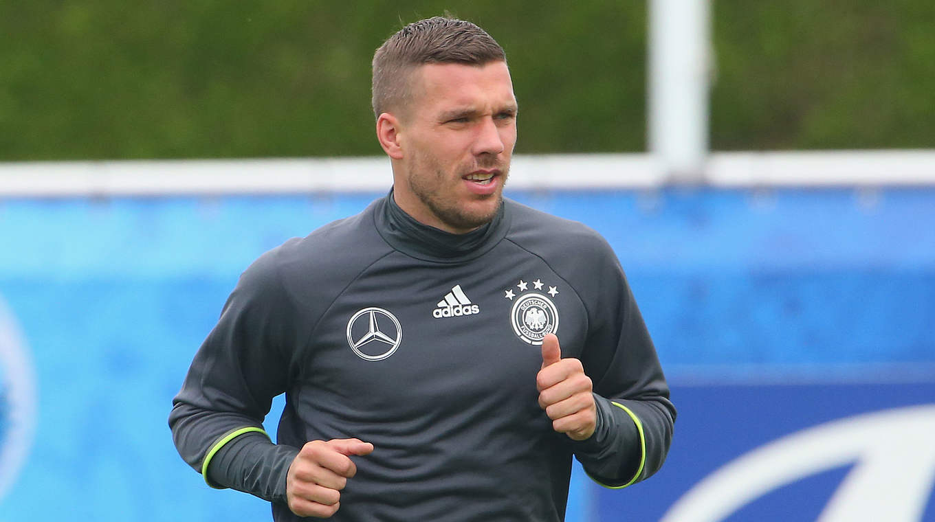 Lukas Podolski is hot on the heels of record goalscorer Klinsmann © 2016 Getty Images