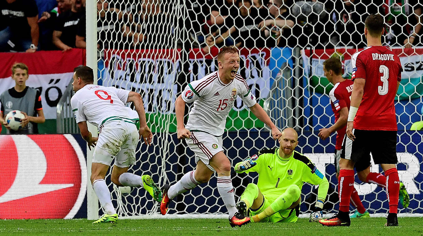 Werder's Laszlo Kleinheisler and Hoffenheim's Adam Szalai combined to put Hungary ahead © AFP/Getty Images