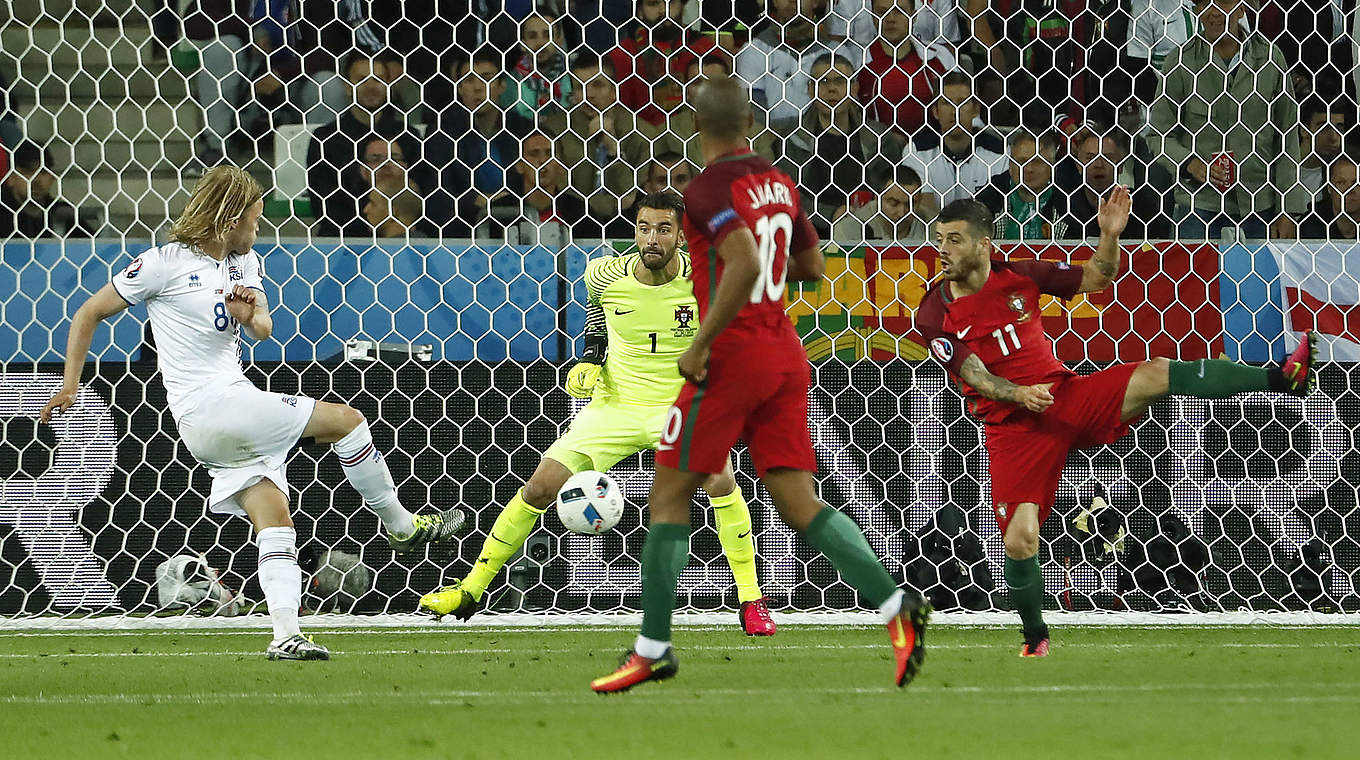 Birkir Bjarnason scored Iceland's first goal at European Championship finals © AFP/Getty Images